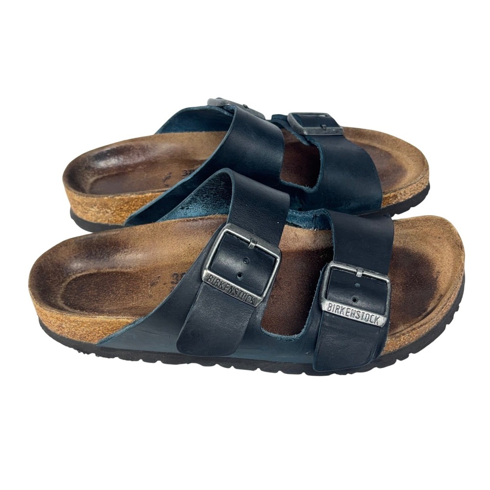 Birkenstock Arizona Sandals Granola Navy Blue Leather Boho Hippie Women 38
